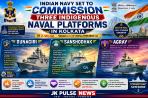 INDIAN NAVY SET TO COMMISSION THREE INDIGENOUS NAVAL PLATFORMS IN KOLKATAR<br>