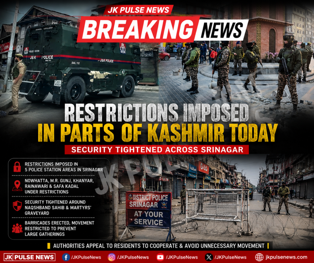 RESTRICTIONS IMPOSED IN PARTS OF SRINAGAR; SECURITY TIGHTENED<br> File 00000000f658720b9e18ef51f4f4bf01416715078737469662 1024x859